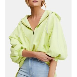 Free People High Road Yellow Hooded Pullover Small